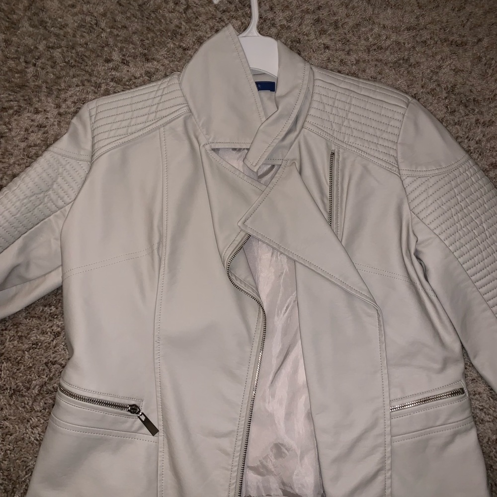 Cream Leather Jacket